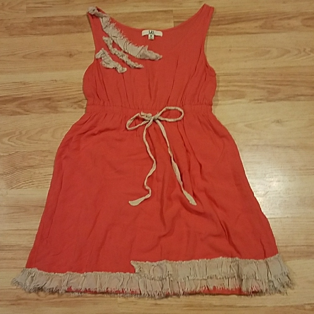 Coral and Cream Sleeveless Boutique Dress
